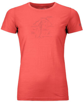 Dámské funkční triko Ortovox W’s 120 Tec Lafatscher Topo T-Shirt Velikost: L / Barva: růžová