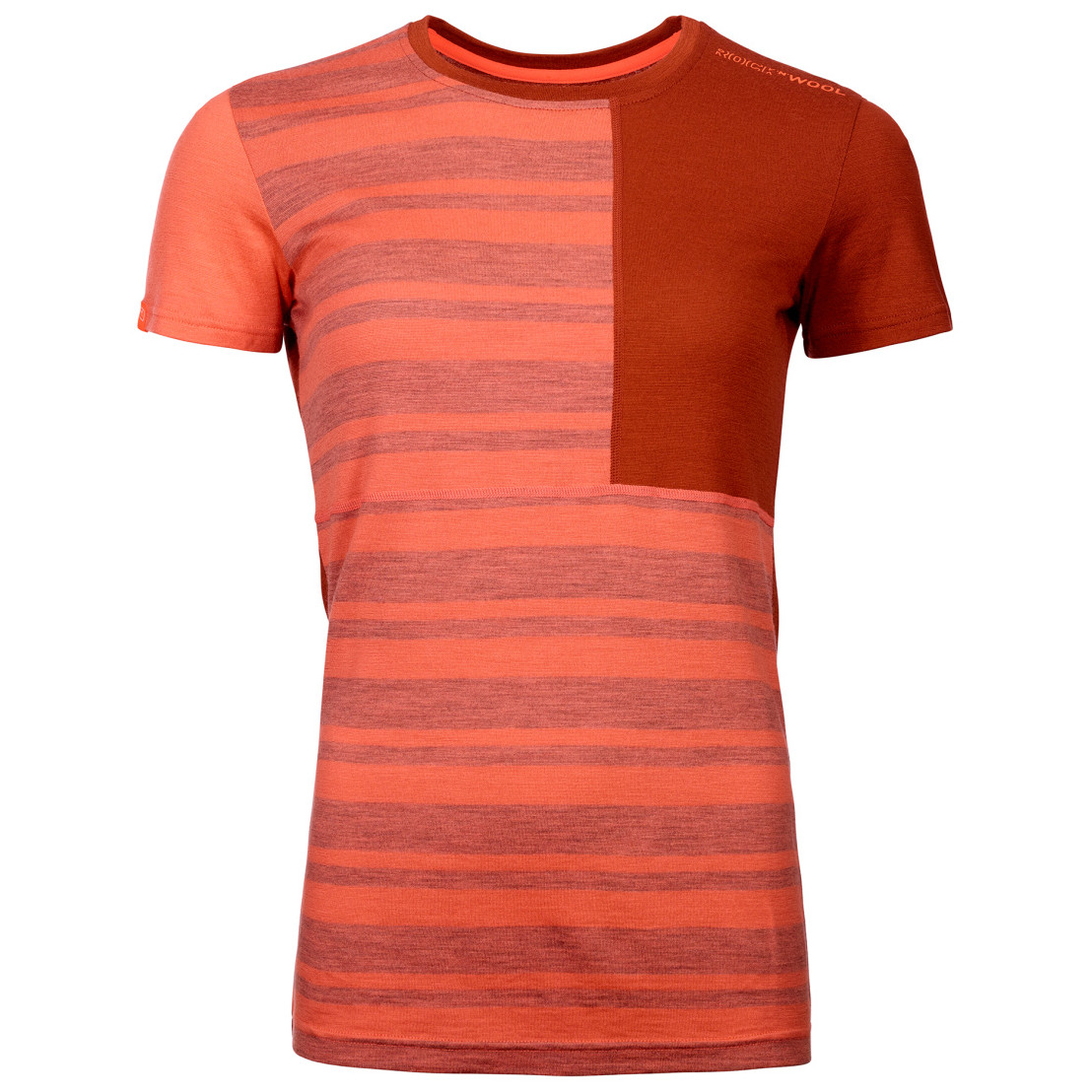 Dámské funkční triko Ortovox W's 185 Rock'N'Wool Short Sleeve Velikost: L / Barva: oranžová