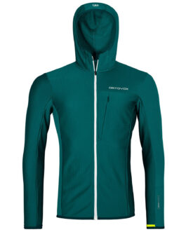 Pánská bunda Ortovox Fleece Light Grid Hooded Jacket Velikost: L / Barva: zelená