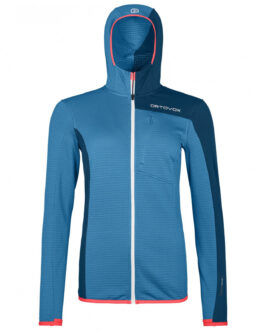 Dámská mikina Ortovox W’s Fleece Light Grid Hooded Jacket Velikost: S / Barva: modrá
