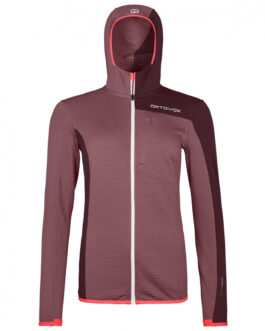 Dámská mikina Ortovox W’s Fleece Light Grid Hooded Jacket Velikost: M / Barva: růžová