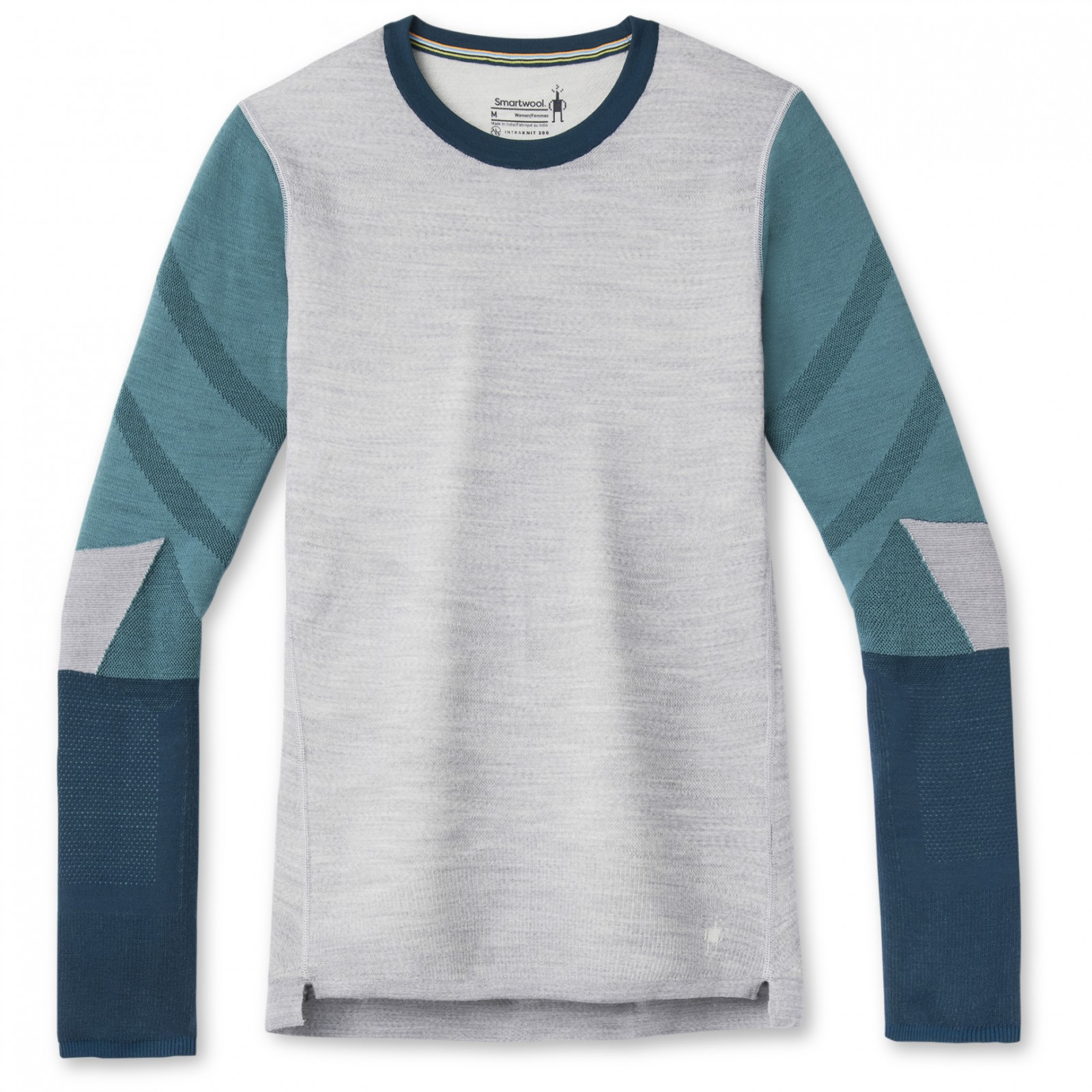 Dámské funkční triko Smartwool W Intraknit Merino 200 Colorblock Crew Velikost: L / Barva: šedá/zelená