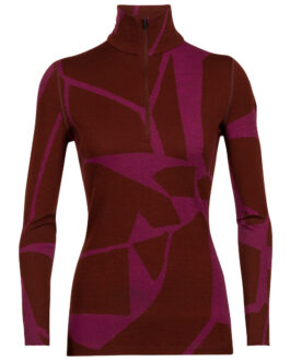 Dámská funkční mikina Icebreaker 250 Vertex LS Half Zip Fractured Landscapes Velikost: M / Barva: červená