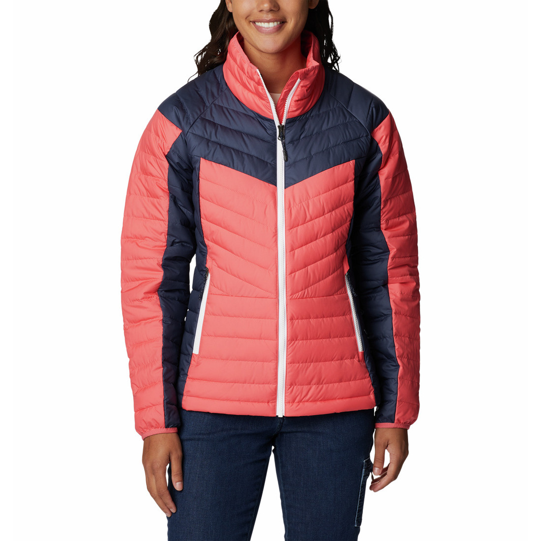 Dámská zimní bunda Columbia Powder Lite™ II Full Zip Jacket Velikost: M / Barva: růžová/modrá