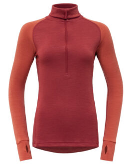Dámský rolák Devold Expedition Woman Zip Neck Velikost: S / Barva: oranžová