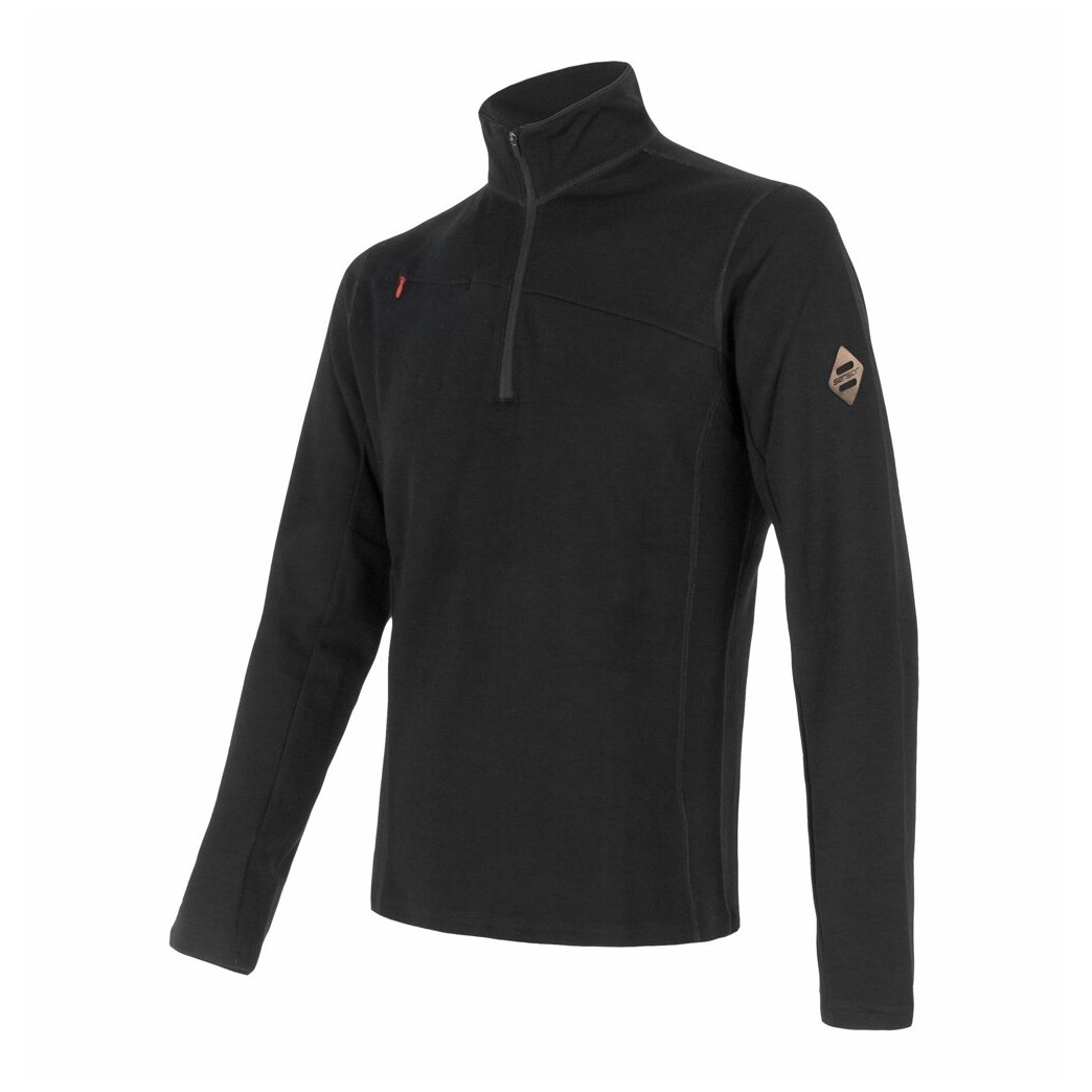 Pánská mikina Sensor Merino Upper krátký zip Velikost: XL / Barva: černá