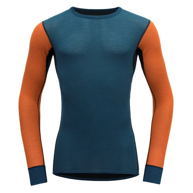 Pánské triko Devold Wool Mesh Man Shirt Velikost: L / Barva: modrá/oranžová