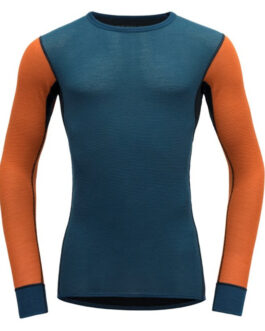 Pánské triko Devold Wool Mesh Man Shirt Velikost: XL / Barva: modrá/oranžová