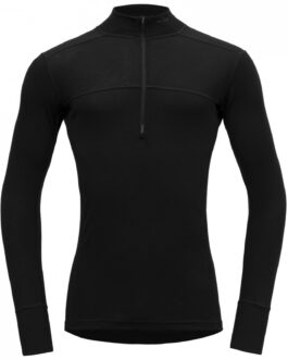 Pánské funkční triko Devold Lauparen Merino 190 Zip Neck Man Velikost: M / Barva: černá