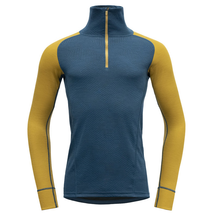 Pánský rolák Devold Duo Active Man Zip Neck Velikost: L / Barva: žlutá/modrá