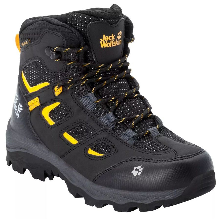 Dětské boty Jack Wolfskin Vojo Texapore Mid K Velikost bot (EU): 37 / Barva: černá/žlutá
