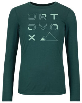 Dámské triko Ortovox 185 Merino Brand Outline Ls W Velikost: M / Barva: modrá