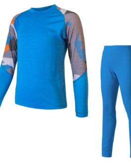 Dětský funkční set Sensor Merino Impress Set Dětská velikost: 140 / Barva: modrá