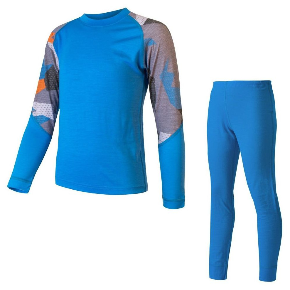 Dětský funkční set Sensor Merino Impress Set Dětská velikost: 110 / Barva: modrá