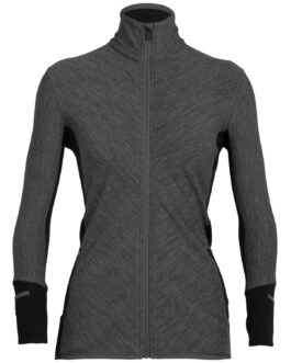 Dámská mikina Icebreaker W Descender LS Zip Velikost: L / Barva: šedá/černá