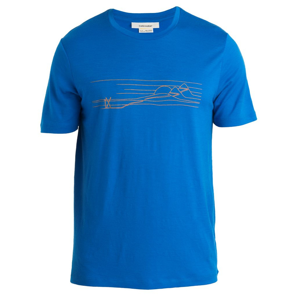 Pánské triko Icebreaker M Tech Lite II SS Tee Ski Stripes Velikost: XL / Barva: modrá