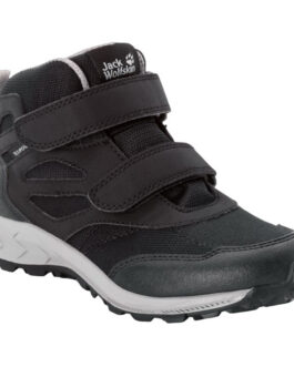 Dětské boty Jack Wolfskin Woodland Texapore Mid Vc K Velikost bot (EU): 38 / Barva: černá/šedá