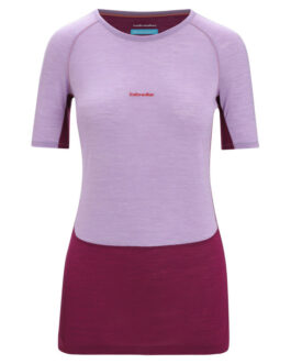 Dámské funkční triko Icebreaker Women 125 ZoneKnit™ SS Crewe Velikost: M / Barva: růžová/fialová