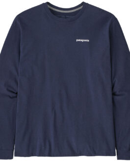 Pánské triko Patagonia P-6 Logo Responsibili Tee LS Velikost: S / Barva: tmavě modrá