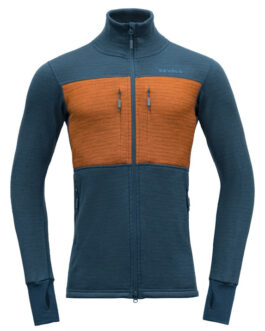 Pánská funkční mikina Devold Egga Grid Merino Jkt Velikost: XL / Barva: modrá/oranžová
