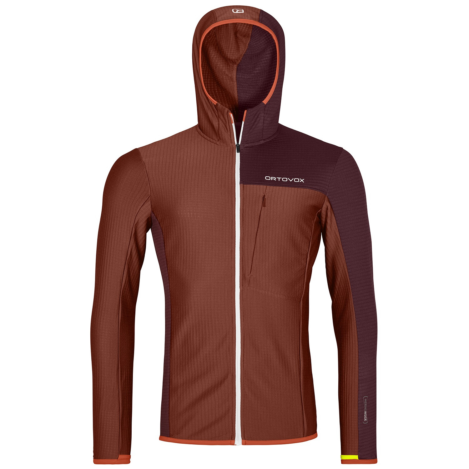 Pánská bunda Ortovox Fleece Light Grid Hooded Jacket Velikost: L / Barva: červená/oranžová