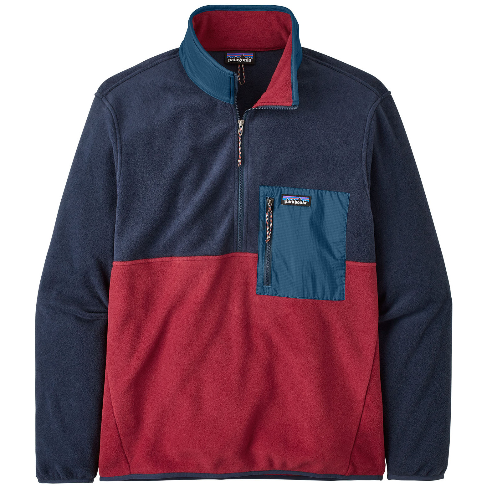 Pánská mikina Patagonia Microdini Pullover 1/2 Zip Velikost: L / Barva: modrá/červená