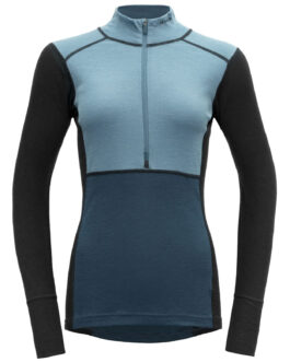 Dámské funkční triko Devold Lauparen Merino 190 Zip Neck Wmn Velikost: L / Barva: modrá/světle modrá