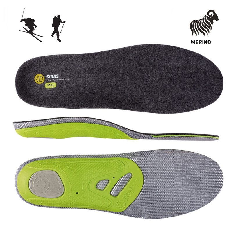 Vložky do bot Sidas 3Feet Merino Mid Velikost bot (EU): 39-41 / Barva: světle zelená