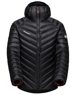 Pánská péřová bunda Mammut Broad Peak IN Hooded Jacket Men Velikost: XXL / Barva: černá/červená