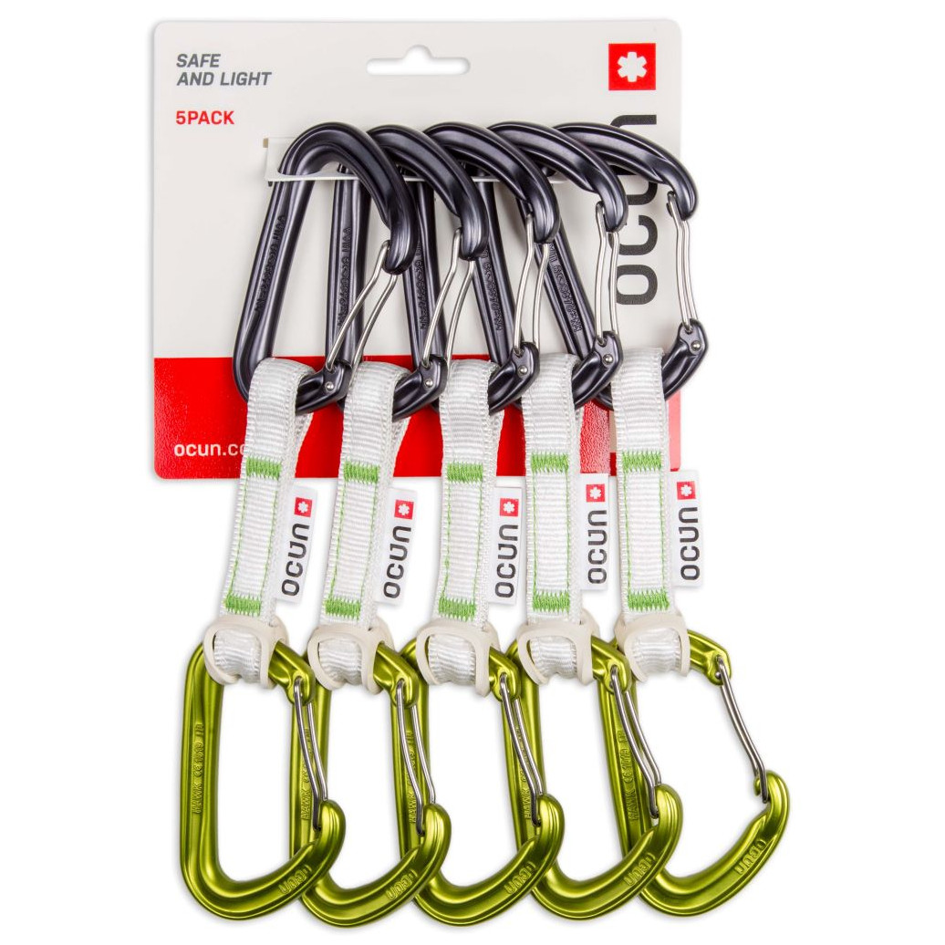 Sada expresek Ocún Hawk Qd Wire Bio-Dyn-Ring 15 mm 10 cm 5-Pack Barva: zelená/šedá