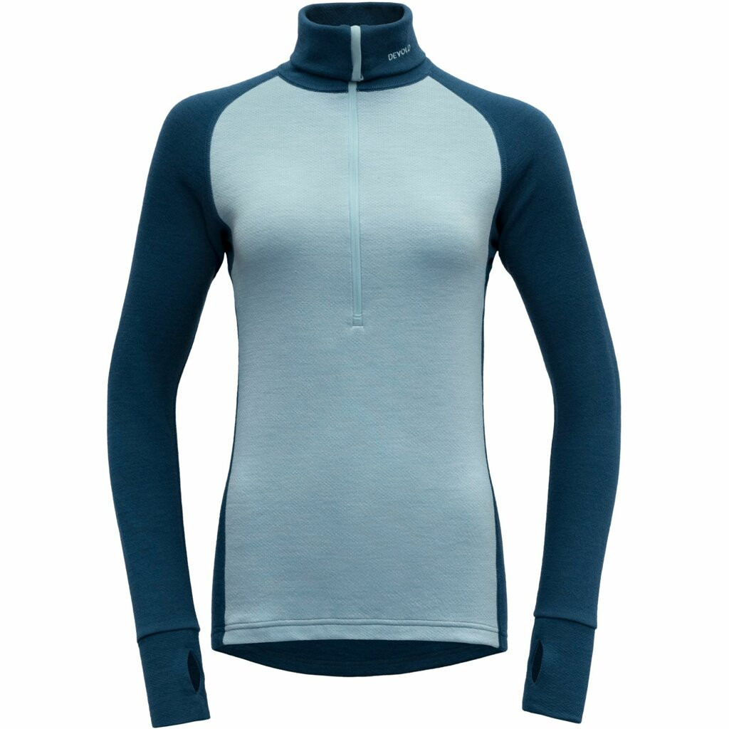 Dámský rolák Devold Expedition Woman Zip Neck Velikost: S / Barva: modrá/šedá
