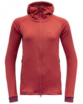 Dámská funkční mikina Devold Nibba Merino Jkt Hood Velikost: M / Barva: červená