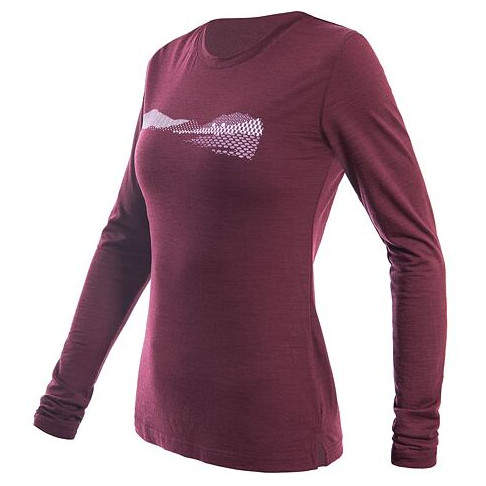 Dámské triko Sensor Merino Air Pt Hills dl.rukáv Velikost: L / Barva: tmavě červená