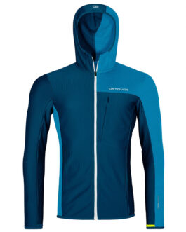Pánská bunda Ortovox Fleece Light Grid Hooded Jacket Velikost: M / Barva: modrá
