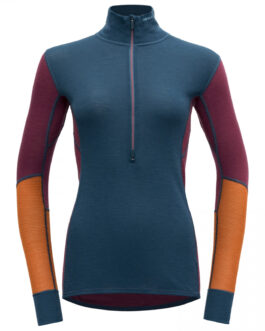 Dámský rolák Devold Wool Mesh Woman Half Zip Neck Velikost: L / Barva: modrá/oranžová