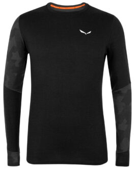 Pánské triko Salewa Cristallo Warm Amr M L/S Tee. Velikost: M / Barva: černá