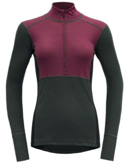 Dámské funkční triko Devold Lauparen Merino 190 Zip Neck Wmn Velikost: M / Barva: černá/červená