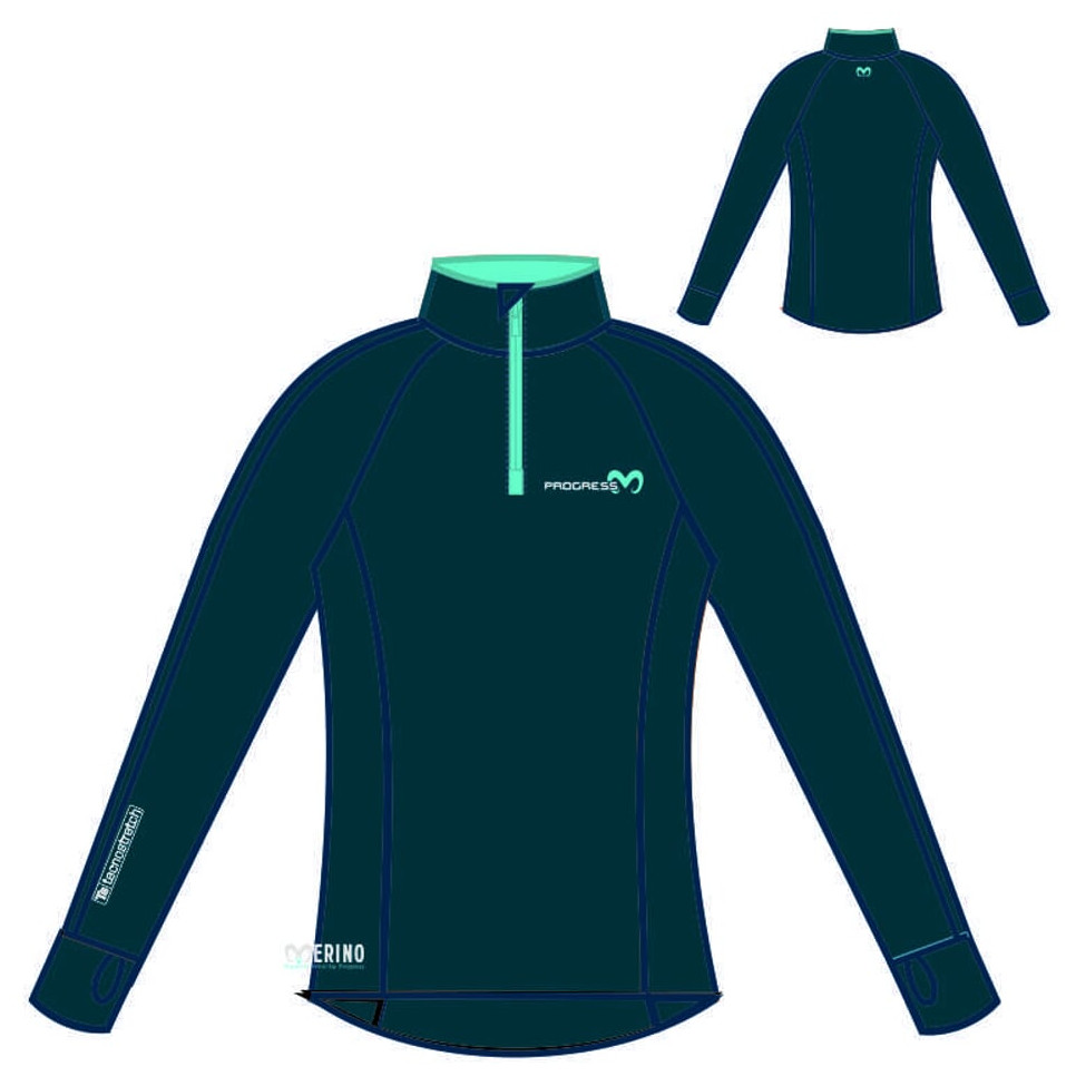 Dámská funkční mikina Progress Tispa Zip Merino Velikost: L / Barva: petrol