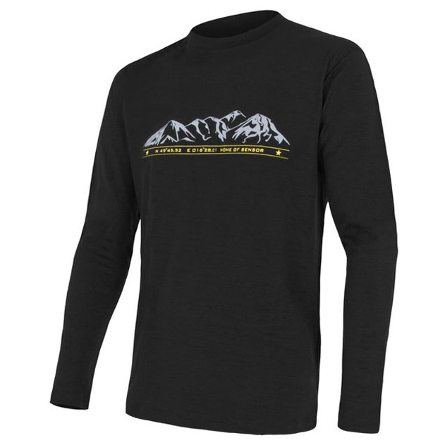 Pánské triko Sensor Merino Wool PT Hory dl.r. Velikost: XL / Barva: černá