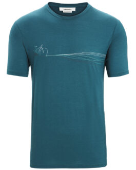 Pánské funkční triko Icebreaker Men Tech Lite II SS Tee Cadence Paths Velikost: XXL / Barva: zelená