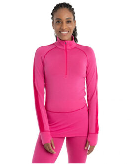 Dámské funkční triko Icebreaker W ZoneKnit 260 LS Half Zip Velikost: S / Barva: růžová