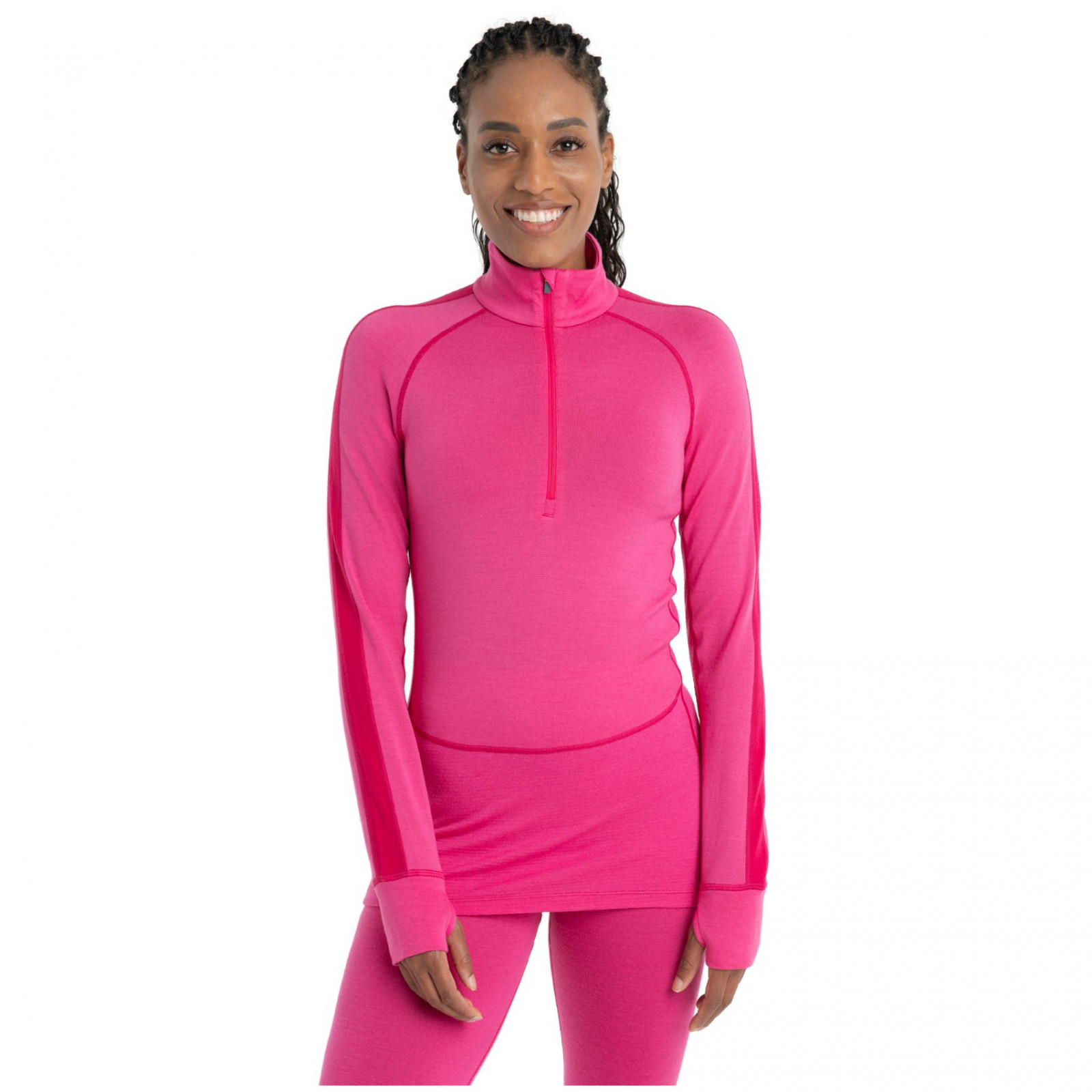 Dámské funkční triko Icebreaker W ZoneKnit 260 LS Half Zip Velikost: L / Barva: růžová