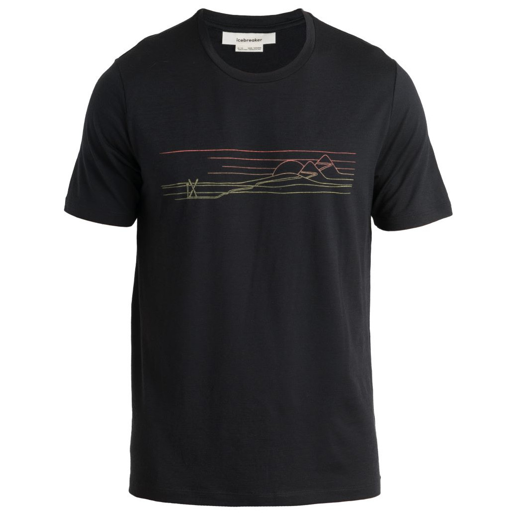 Pánské triko Icebreaker M Tech Lite II SS Tee Ski Stripes Velikost: M / Barva: černá