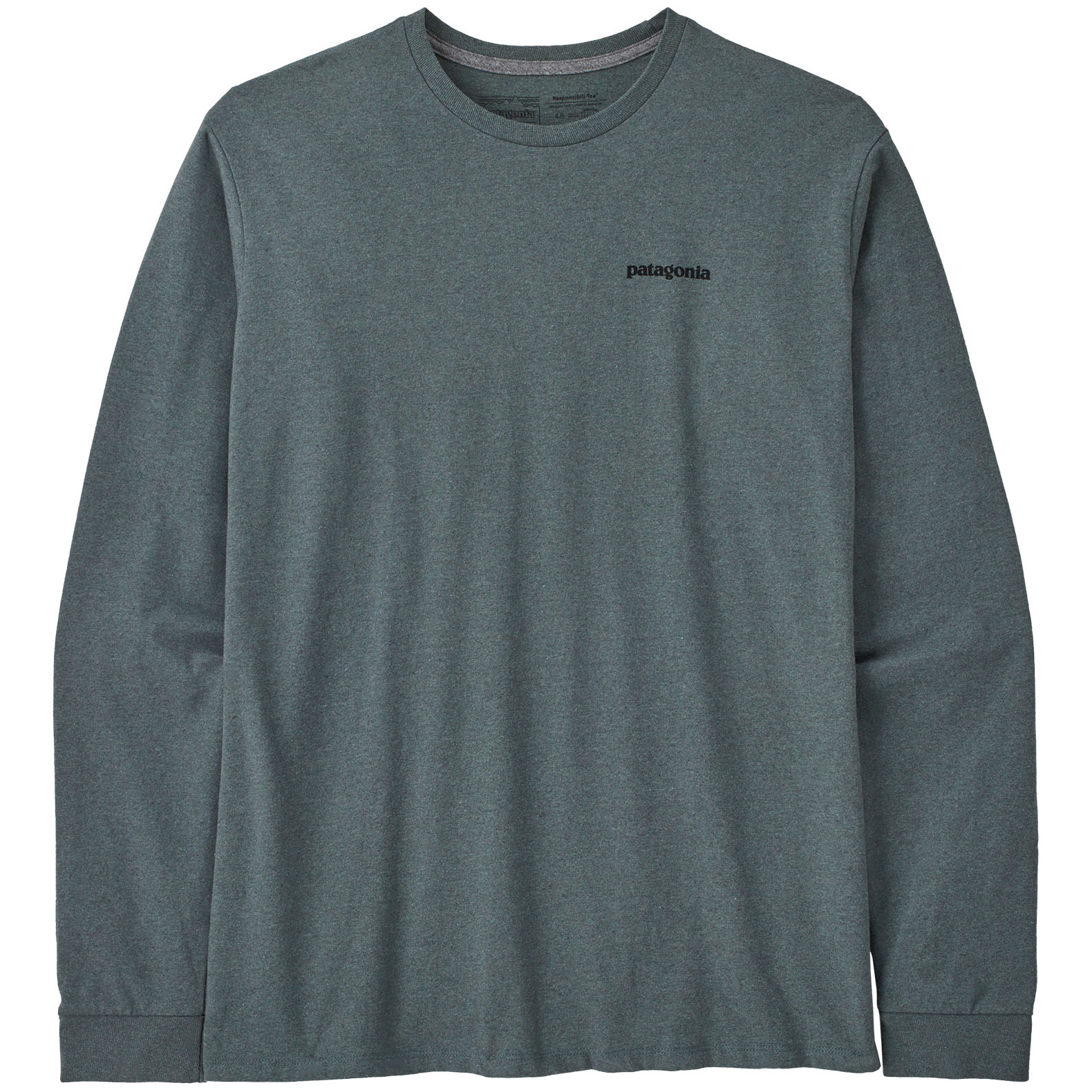 Pánské triko Patagonia P-6 Logo Responsibili Tee LS Velikost: L / Barva: zelená