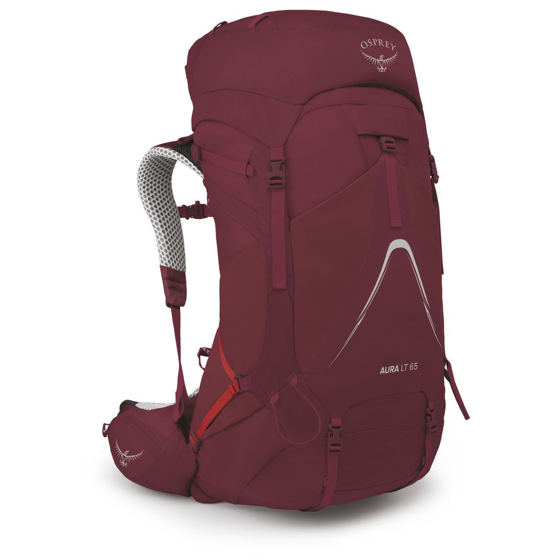Dámský turistický batoh Osprey Aura Ag Lt 65 Velikost zad batohu: XS/S / Barva: vínová