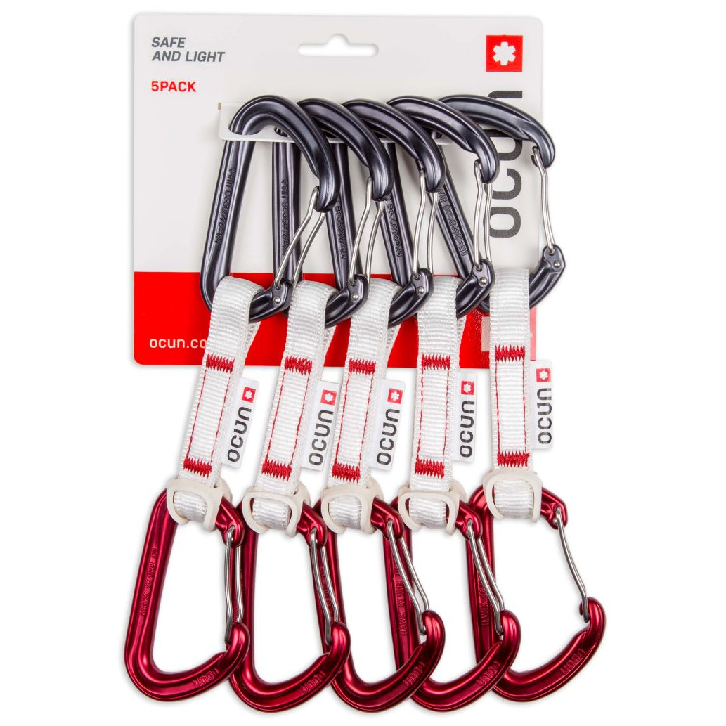 Sada expresek Ocún Hawk Qd Wire Bio-Dyn-Ring 15 mm 10 cm 5-Pack Barva: červená/šedá