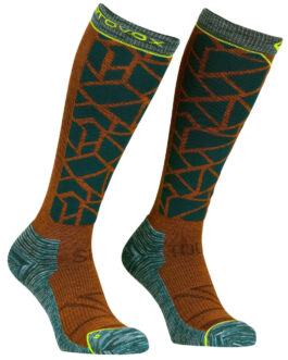 Pánské podkolenky Ortovox Ski Tour Comp Long Socks M Velikost ponožek: 39-41 / Barva: oranžová/šedá