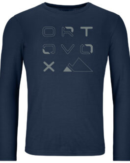 Pánské triko Ortovox 185 Merino Brand Outline Ls M Velikost: XL / Barva: modrá