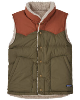 Pánská péřová vesta Patagonia Reversible Bivy Down Vest Velikost: M / Barva: zelená/hnědá