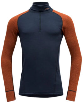 Pánský rolák Devold Duo Active Man Zip Neck Velikost: XL / Barva: oranžová/modrá
